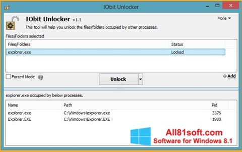 Ekrano kopija IObit Unlocker Windows 8.1