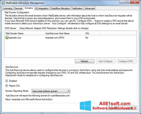 Ekrano kopija Microsoft ActiveSync Windows 8.1
