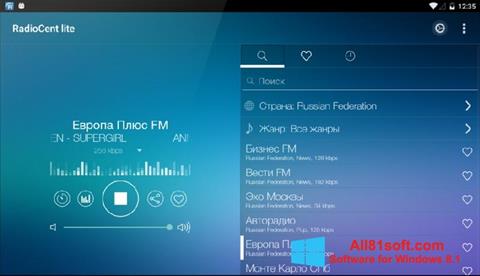 Ekrano kopija Radiocent Windows 8.1