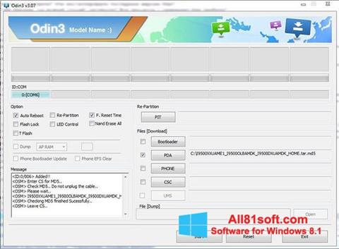 Ekrano kopija Odin Windows 8.1