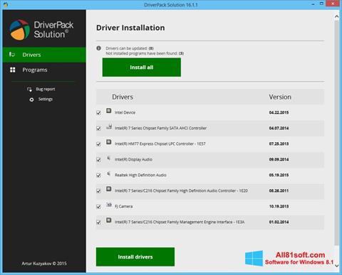 Ekrano kopija DriverPack Solution Windows 8.1