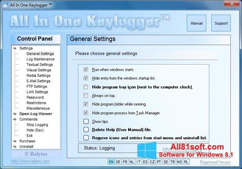 Ekrano kopija Keylogger Windows 8.1