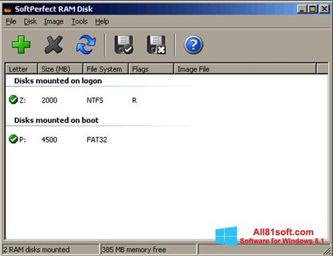 Ekrano kopija SoftPerfect RAM Disk Windows 8.1