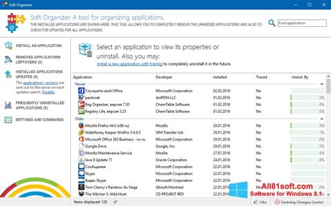 Ekrano kopija Soft Organizer Windows 8.1