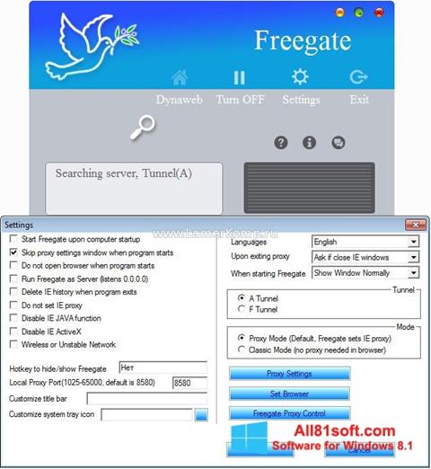 Ekrano kopija Freegate Windows 8.1