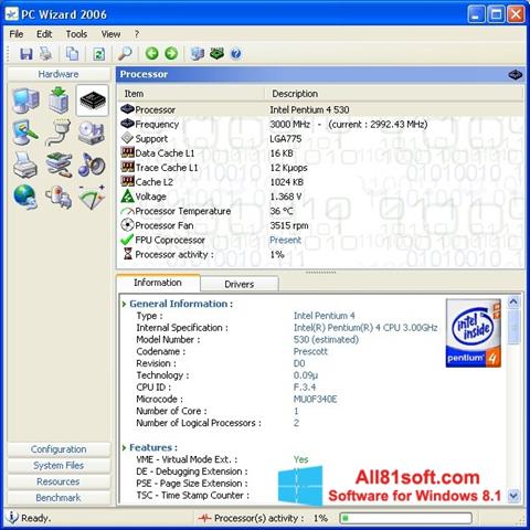 Ekrano kopija PC Wizard Windows 8.1