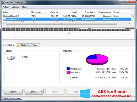 Ekrano kopija Defraggler Windows 8.1