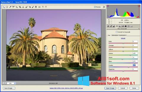 Ekrano kopija Adobe Camera Raw Windows 8.1