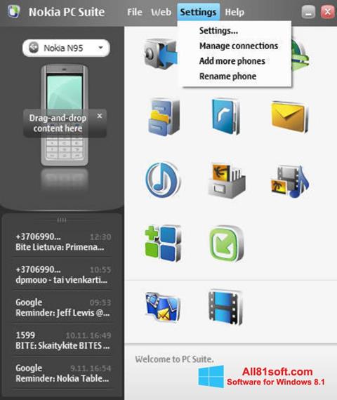 Ekrano kopija Nokia PC Suite Windows 8.1