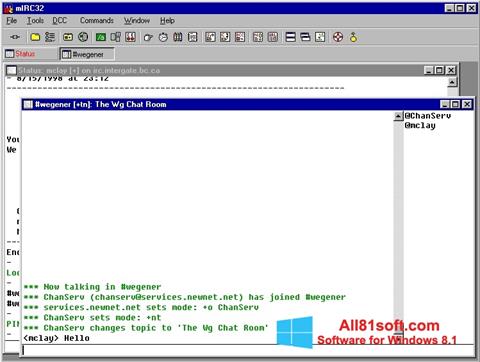 Ekrano kopija mIRC Windows 8.1