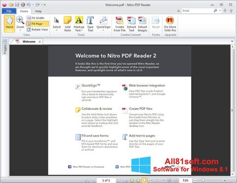 Ekrano kopija Nitro PDF Reader Windows 8.1