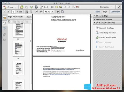 Ekrano kopija Adobe Acrobat Windows 8.1
