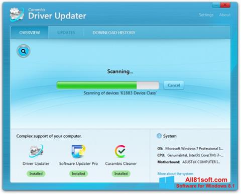 Ekrano kopija Carambis Driver Updater Windows 8.1